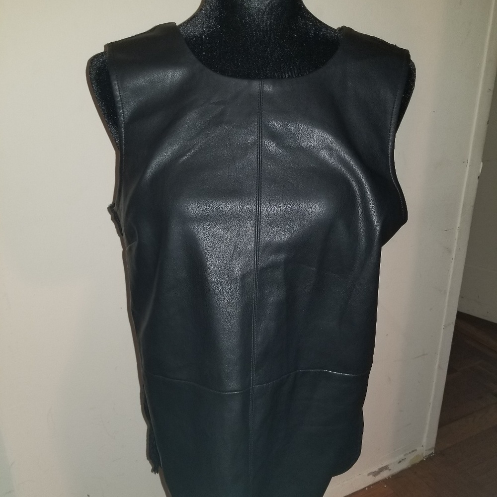 Faux leather and lace top